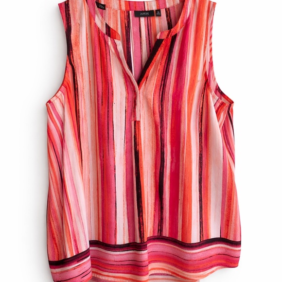 Apt. 9 Tops - Apt. 9 Pink Multi-Stripe Sleeveless Blouse Size XL